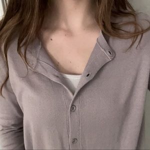 purple button up sweater
